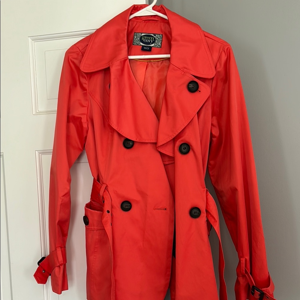 Green Envy Women's Red Trench Coat L